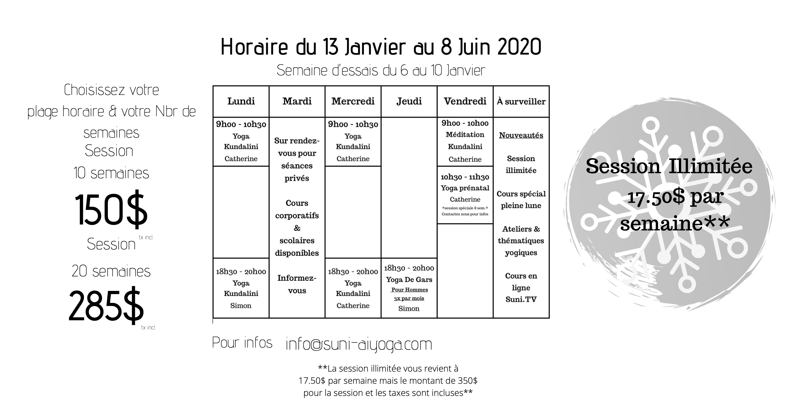 Horaire hiver 2020