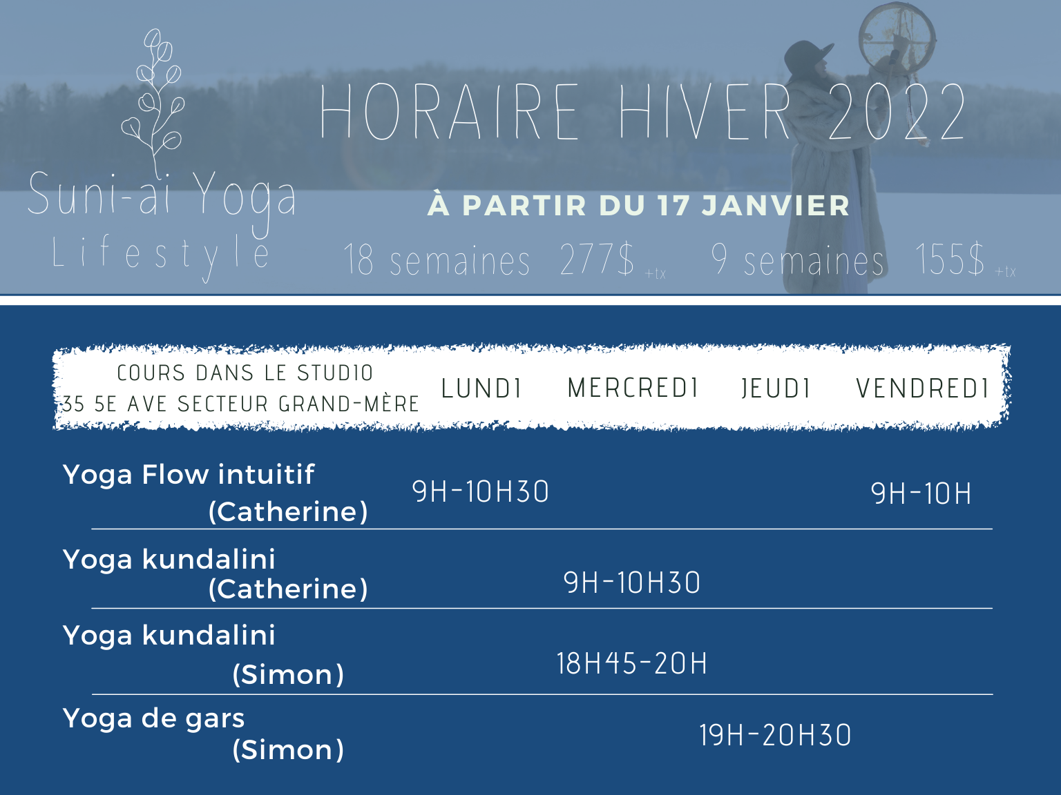 horaire hiver yoga 2022